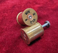 Pair of Rustic Drawer Pulls or Cabinet Door Knobs Made with 12 GA ShotGun Shell