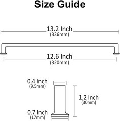 6 Pack 12-1/2″ Hole Center Matte Black Square Cabinet Handles AL30