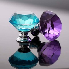 Durable 6 Pack Crystal Glass Diamond Knobs 30mm for Cabinets and Dressers