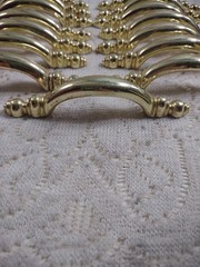 15 Vintage Amerock Charter Bright Brass 3″ Ctr. Cabinet Arch Pull Drawer Handle