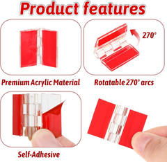 8Pcs Clear Plastic Hinges, Acrylic Small Hinges Self Adhesive Continuous Piano H