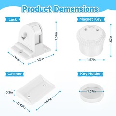10 Pack Magnetic Cabinet Locks for Child Safety, Drawer Baby 10, White