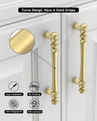 10 Pack 5 Inch 128mm Brushed Gold Cabinet Handles HeavyDuty Solid Pulls