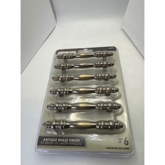Hawthorne Antique Brass Finish Drawer Pulls Cabinet Hardware Set of 6