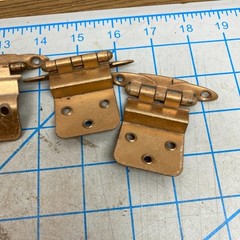 4 VTG Stepped Art Deco Copper Cabinet Door Hinges w/ Screws