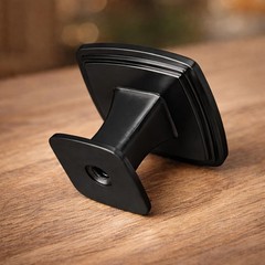 1 Pack 1.25 Inch Square Black Cabinet Knob Solid Zinc Drawer Hardware
