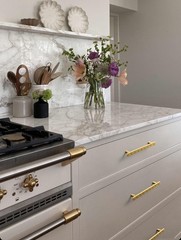 3-3/4 Inch 96mm Hole Centers Gilded Ray Cabinet Handles Gold 6 Pack Hardware