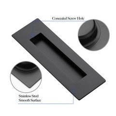 2 Pack Black Sliding Closet Door Handles Black Flush Pulls 7in Length Recesse…