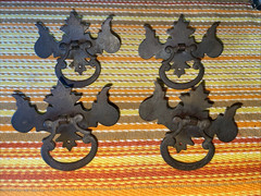 4 Vintage Drawer Pulls 3″W x 2 5/8″ “H Batwing Drop Style-Single Screw