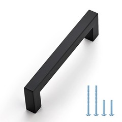 1 Pack Black Cabinet Pulls 3-1/2 Inch Square Kitchen Cabinet Handles Matte Bl…