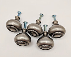 5 Rope Detailed Round Cabinet Knobs Antique Pewter Silver Nickel 1 1/4″