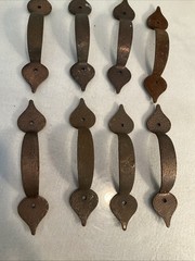 8- OLD STYLE Vintage Colonial Hammered Copper Plated Cabinet Door Pull Handles