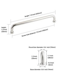 funifiti 5 Pack Chrome & White Cabinet Pulls 7-1/2″ Hole to Hole