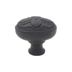 Cast Iron Cabinet Knobs with Floral Motif 1.5 Inches