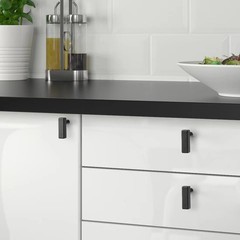2 Pack IKEA GRIBBOL Aluminum Knob For Doors and Drawers Black Smooth Grip B12