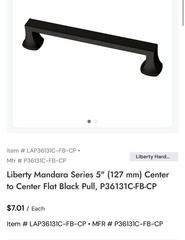 NIB – 12 pcs Liberty Mandara 5-1/16 in (128 mm)Matte Black Cabinet Drawer Pulls