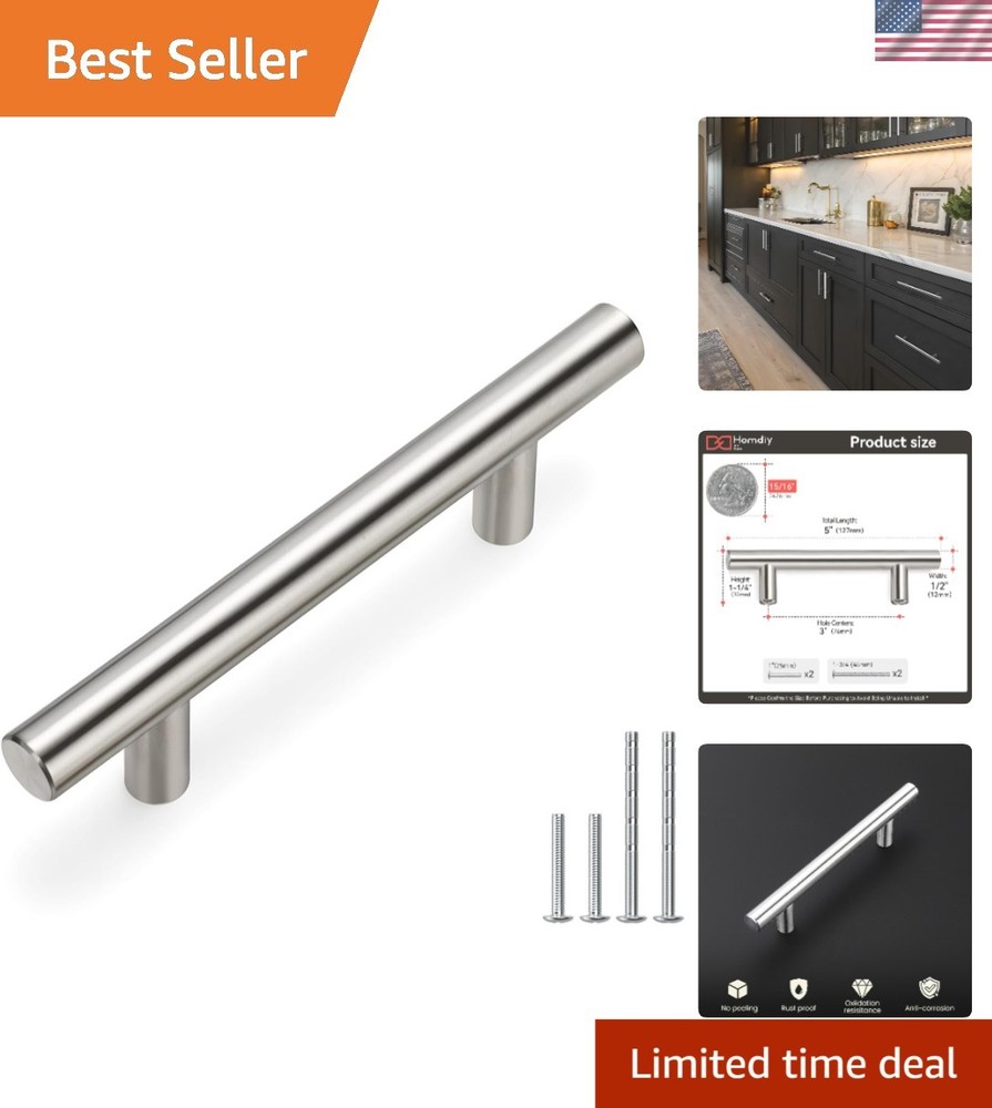 Modern Stainless Steel Cabinet Handles – 3 Inches Hole Centers, Easy Install