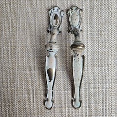 Vintage Farmhouse Cabinet Pulls Shabby Chic White Distressed French Country (2)
