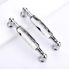 Pack of 2 Crystal Cabinet Handles Pulls, Chrome Silver Glass Handle Decorative D