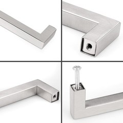 Modern Square Cabinet Handles 50 Pack Brushed Nickel – 5″ C2C Stainless Steel…