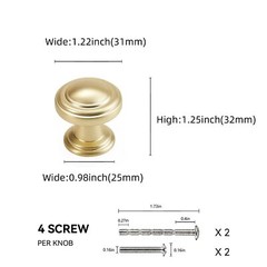 10PCS Brass Kitchen Cabinet Knobs Gold Zinc Alloy Drawer Pulls for Dresser
