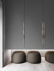 Goo-Ki Low Profile Brushed Brass Cabinet Pulls, 17.6”/18.9” Zinc Alloy, 6 Pcs