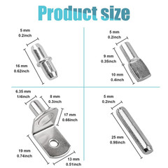 145-Piece Shelf Pin Kit, 4 Styles of Nickel Shelf Support Pegs