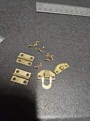 Latch And Hinge Set For Miniatures Brass/ Gold Color