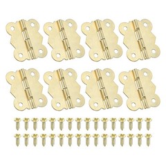 Small Jewelry Hinge 1-1/4 inch, 8 Pack 90-degree Butterfly Hinge, Gold