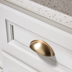 10 Pack 3 Inch 76mm Hole Centers Brushed Brass Cabinet Cup Pulls, AL3031BB