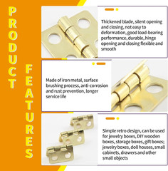 30 Pcs Mini Hinges Miniature Hardware with Screws for Wooden Box Crafts Chest