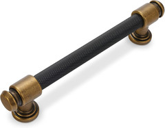 10 Pack 5 inch(128mm) Black and Antique Brass Kitchen Cabinet Handles Knurled Ca