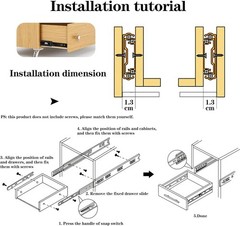 Drawer Slides 2Pcs 8 Inch, Undermount Heavy Duty Drawer Slides for Cabinets, Dre