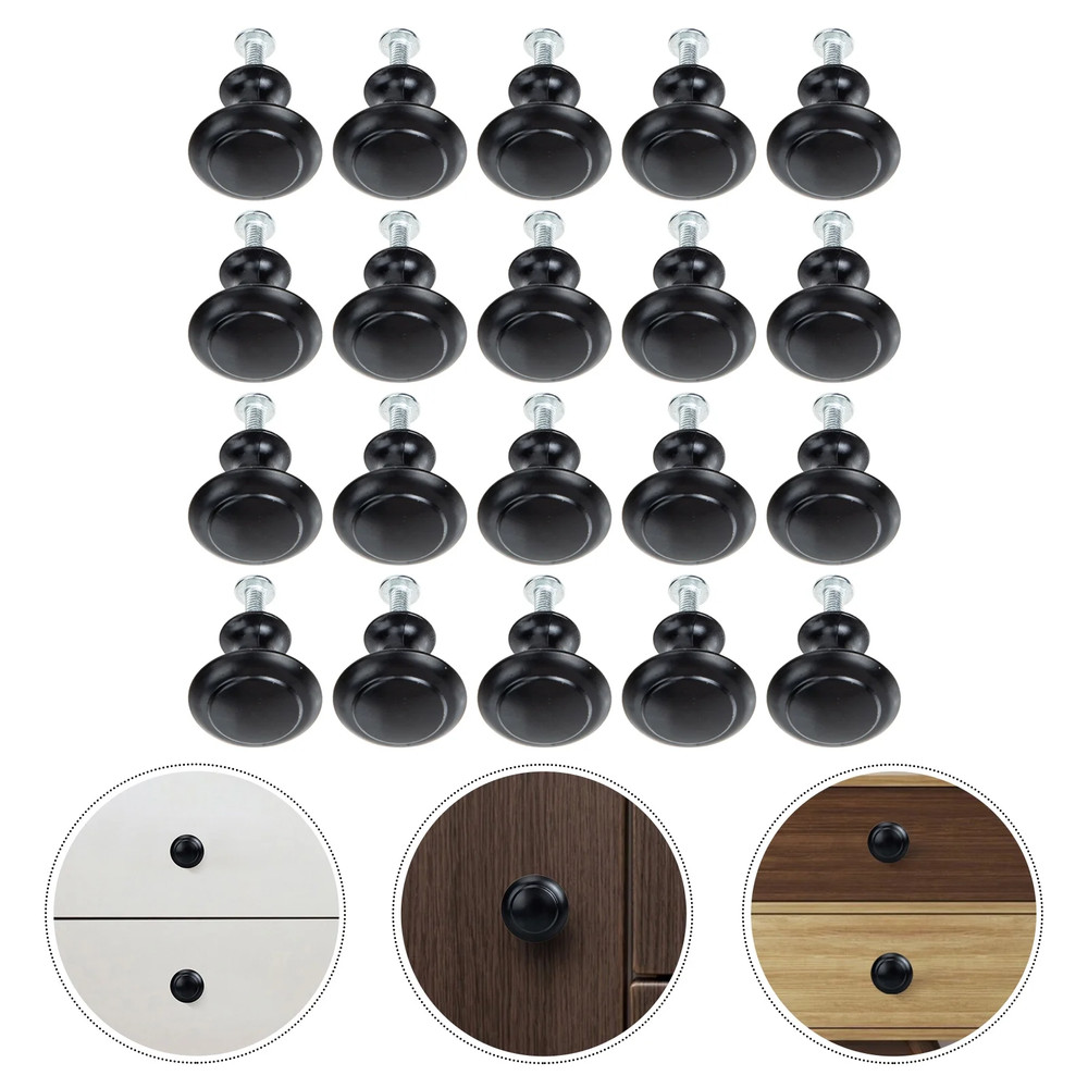 New 30 Pack Matte Black Kitchen Cabinet Knobs Round Drawer Pulls Stainless Steel