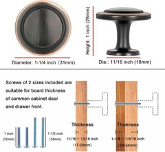 Round Cabinet Knobs Oil Rubbed Bronze Cabinet Pulls, Dia. 1-1/4 Inch, 10 Pack…