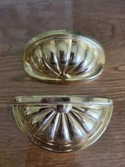 Pair Belwith Keeler Polished Brass 3″ Center to C Solid Cup Cabinet Pull