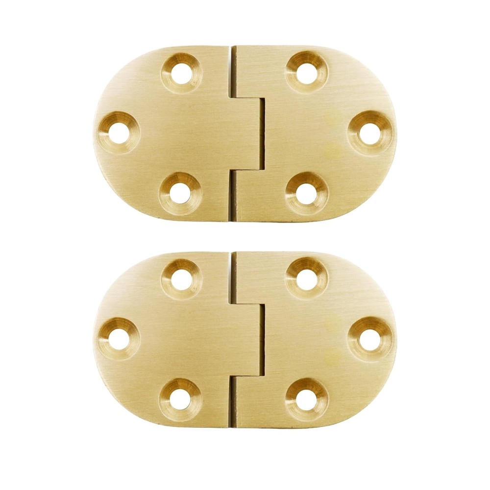 Brass Butler Tray Hinge 2.6″ x 1.5″ Round Edge Hinge with Screws 2Pcs Butt Hinge