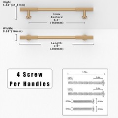 10 Pack Champagne Bronze Cabinet Pulls 6.3 Inch(160mm) Kitchen Cabinet Handles