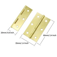 16 PCS Iron Folding Butt Hinge Door Cabinet Drawer Screws 2.4 Inch Yellow