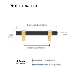 20 Pack Cabinet Handles Black and Gold Cabinet Pulls 3 Inch Hole Center Drawer P