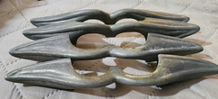 Vintage Mid Century Modern Drawer Pull Handles Atomic Rocket Design Metal Lot 4