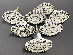 White Distressed Metal Shabby Farmhouse Knobs Drawer Pulls Hardware Set 7 NEW #3
