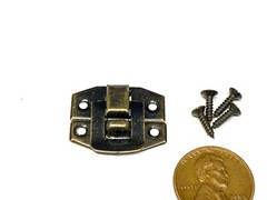 2 Sets 24mm x 19mm Antique Brass Mini screws Box Decorative Case Hasp Latch
