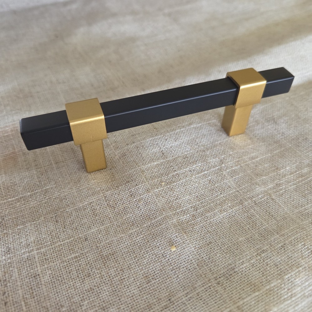 24 Black & Gold 3″ Hole Center 5″ Kitchen Cabinet Drawer Handle Pulls New