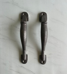 Vintage Cast Iron Old Look Door Window Cupboard Big Handles Pulls 2x