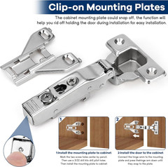 30 Pack Soft Close Hidden Cabinet Hinges, 105° Adjustable with Screws