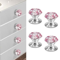 Pcs Crystal Adhesive Knobs Stick On Cabinet Handle K9 Crystal Pulls Peel 4 Pink