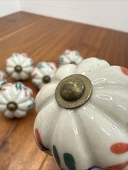 Antique Blue white Porcelain Ceramic Floral Drawer Cabinet Knobs Pulls Lot 6