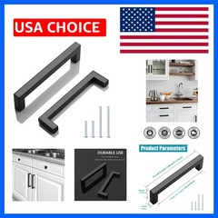 6 Pack 5 in Matte Black Kitchen Cabinet Door Handles – Stainless Steel Drawer…