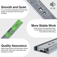 20″ Heavy Duty Soft Close Drawer Slides – 6 Pairs, 150 lb Capacity